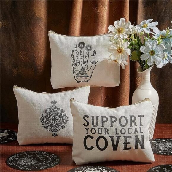 6 Pieces Gothic Moon Witch Tarot Toiletry Makeup Bags Zippered Cosmetics Bag - Picture 4 of 7